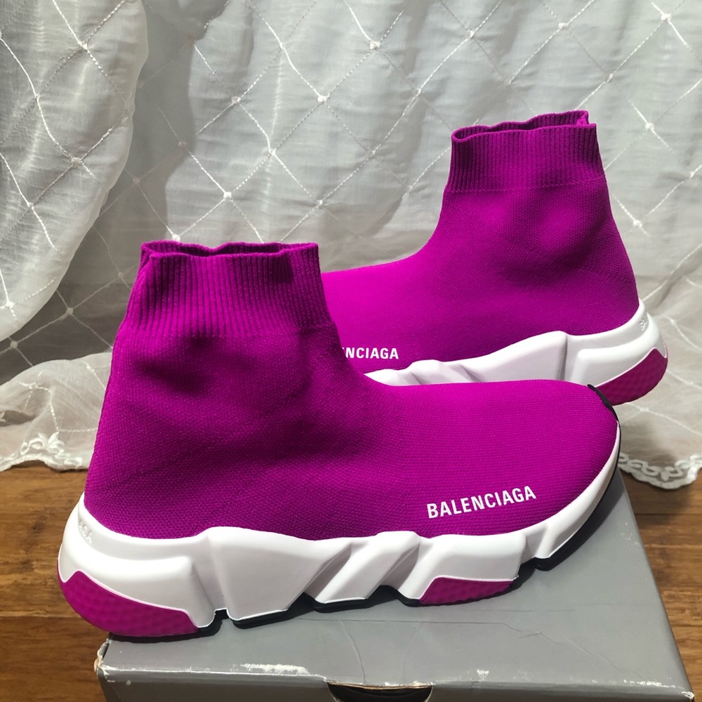 Balenciaga Speed Trainer knit sneakers Fuchsia
